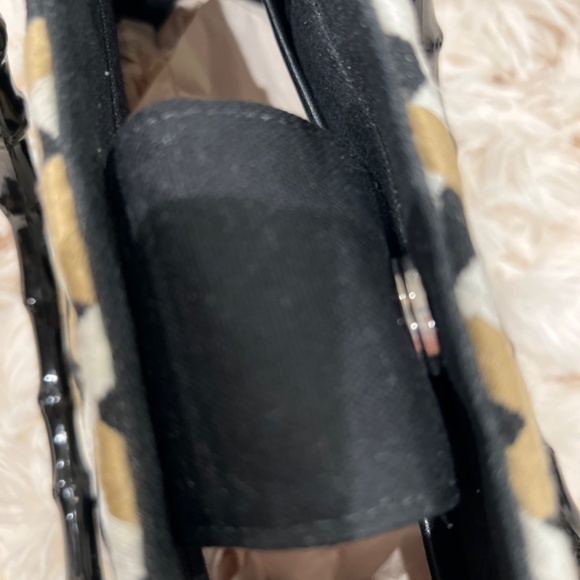 Talbots Black, Tan and White Handbag with Black Bamboo Style Handles - Picture 7 of 9